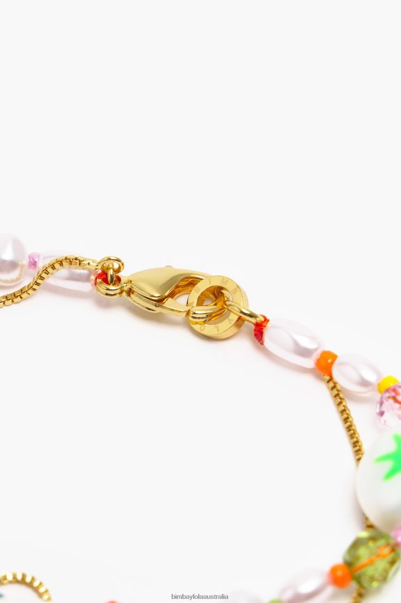 Accessories 4062VZ792 Silver Bimba Y Lola Chain Bracelet With Multicolor Pearls