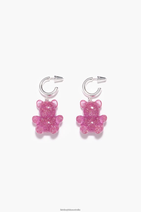 Accessories 4062VZ1139 Pink Bimba Y Lola Teddy Bear Hoop Earrings