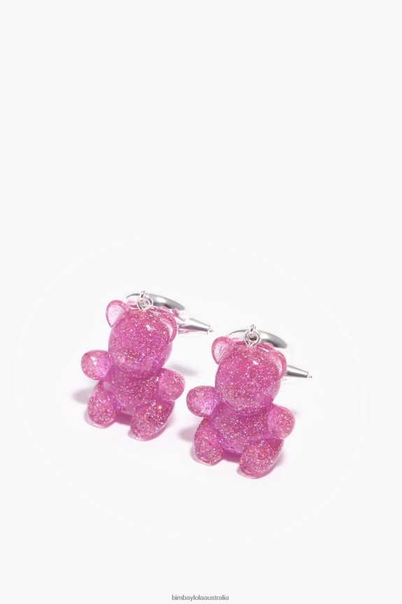 Accessories 4062VZ1139 Pink Bimba Y Lola Teddy Bear Hoop Earrings