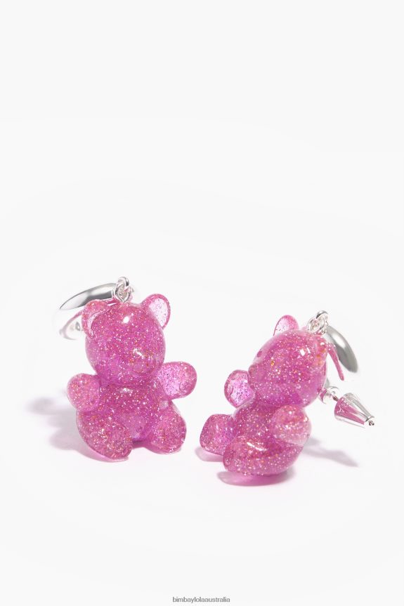 Accessories 4062VZ1139 Pink Bimba Y Lola Teddy Bear Hoop Earrings