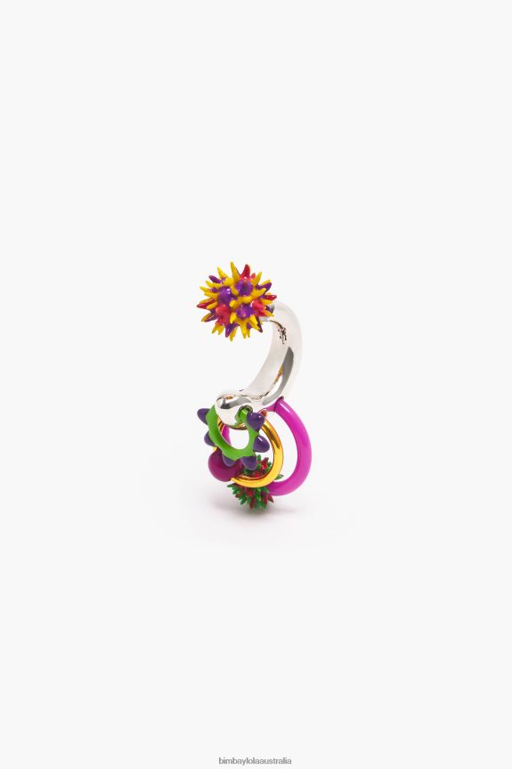 Accessories 4062VZ674 Multicolor Bimba Y Lola Enamel Pieces Hoop Earring
