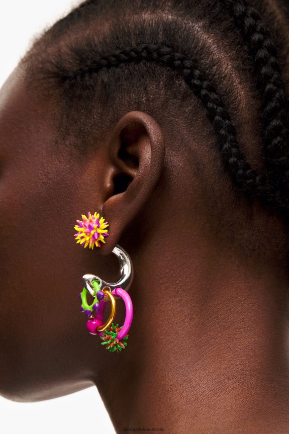 Accessories 4062VZ674 Multicolor Bimba Y Lola Enamel Pieces Hoop Earring