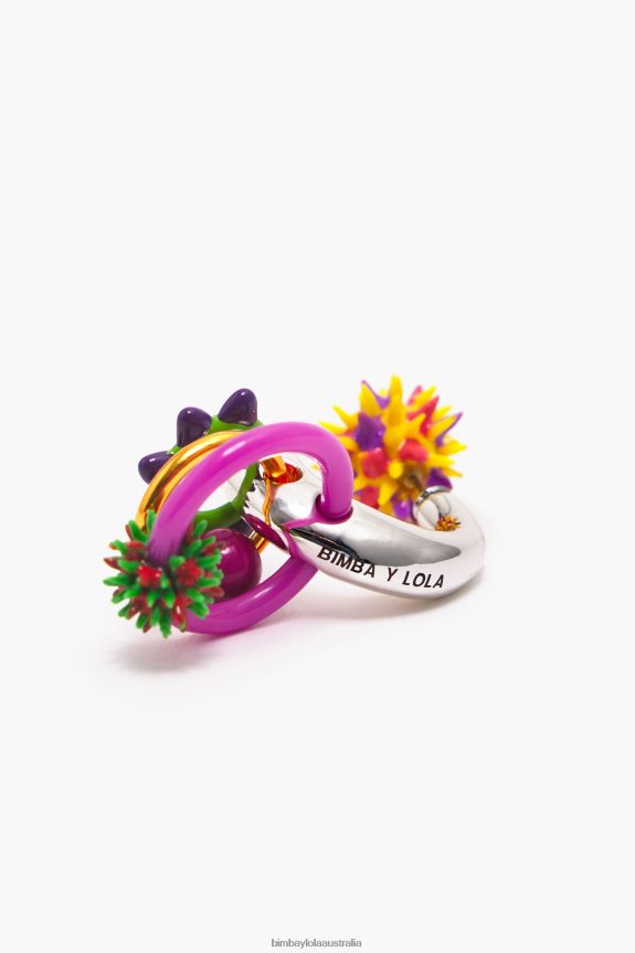 Accessories 4062VZ674 Multicolor Bimba Y Lola Enamel Pieces Hoop Earring