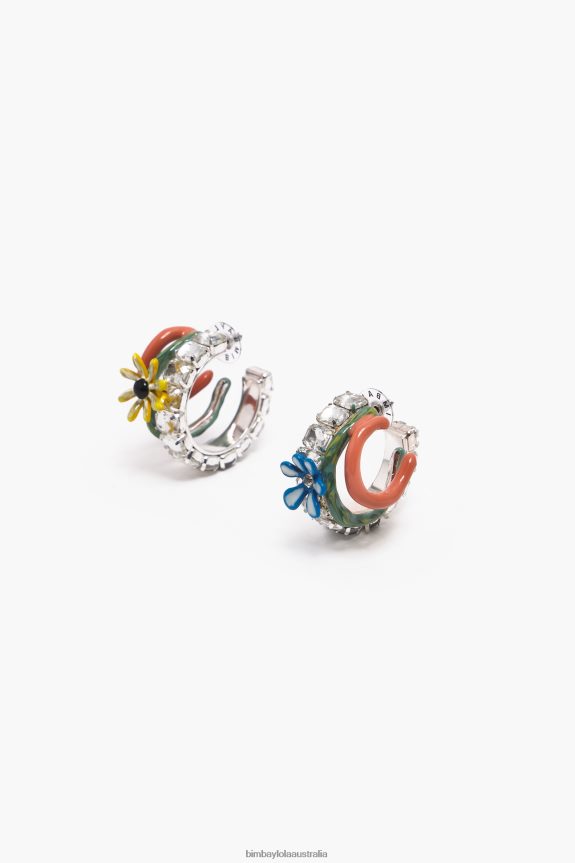 Accessories 4062VZ675 Multicolor Bimba Y Lola Flowers Maxi Hoop Earrings