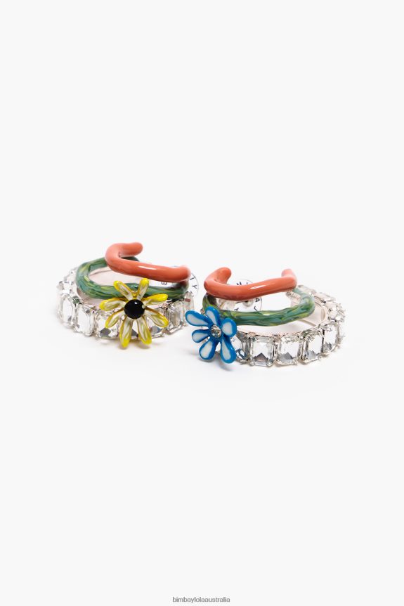 Accessories 4062VZ675 Multicolor Bimba Y Lola Flowers Maxi Hoop Earrings