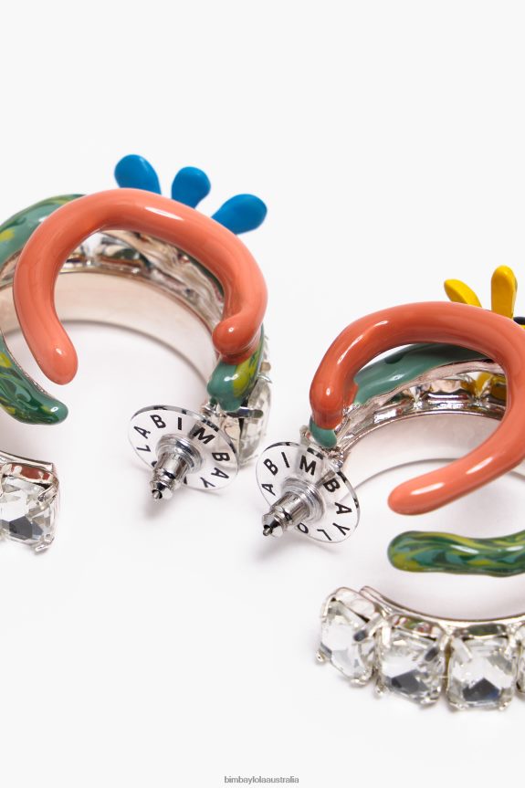 Accessories 4062VZ675 Multicolor Bimba Y Lola Flowers Maxi Hoop Earrings