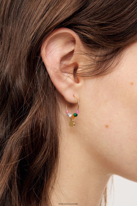 Accessories 4062VZ691 Golden Heart And Crystal Bimba Y Lola Hoop Earrings