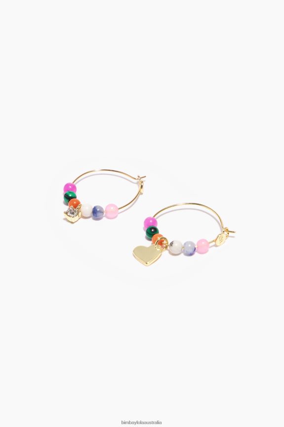 Accessories 4062VZ691 Golden Heart And Crystal Bimba Y Lola Hoop Earrings