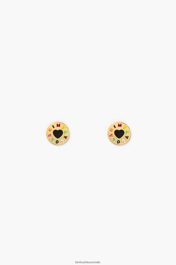 Accessories 4062VZ693 Golden Bimba Y Lola Logo Heart Earrings