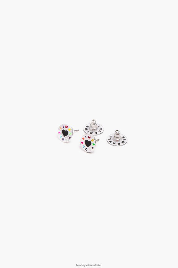 Accessories 4062VZ696 Silver Bimba Y Lola Small Logo Heart Earrings