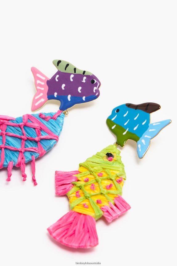Accessories 4062VZ697 Multicolor Bimba Y Lola Raffia Fish Earrings