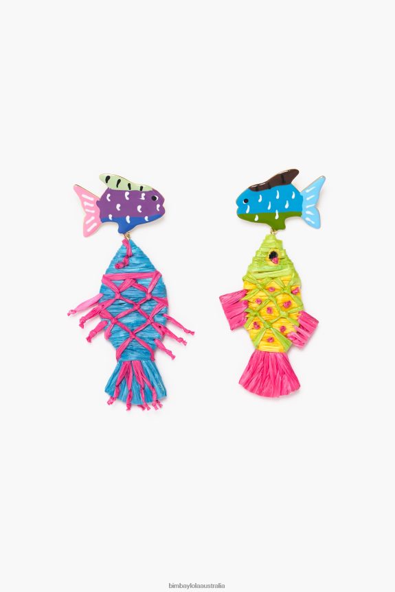 Accessories 4062VZ698 Multicolor Bimba Y Lola Raffia Fish Earrings