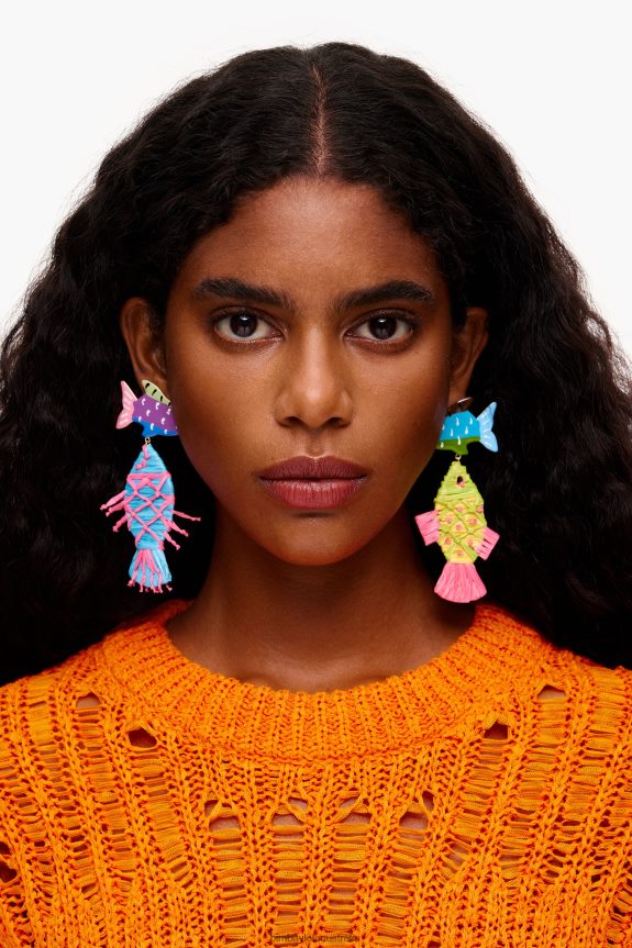 Accessories 4062VZ698 Multicolor Bimba Y Lola Raffia Fish Earrings