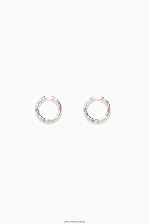 Accessories 4062VZ715 Silver And Multicolor Bimba Y Lola Logo Hoop Earrings