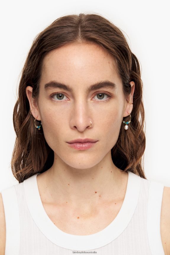 Accessories 4062VZ736 Turquoise Bimba Y Lola Small Stones Hoop Earrings