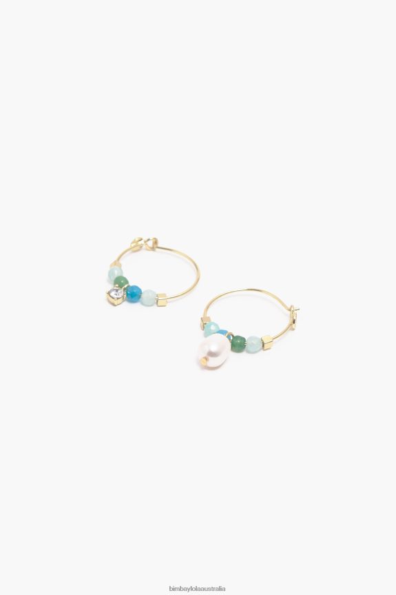 Accessories 4062VZ736 Turquoise Bimba Y Lola Small Stones Hoop Earrings