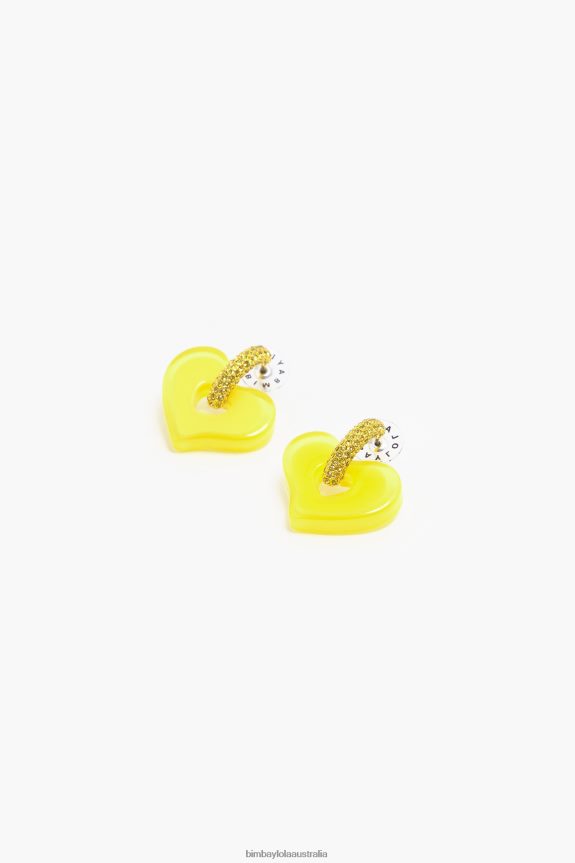 Accessories 4062VZ753 Yellow Bimba Y Lola Crystal Heart Earrings