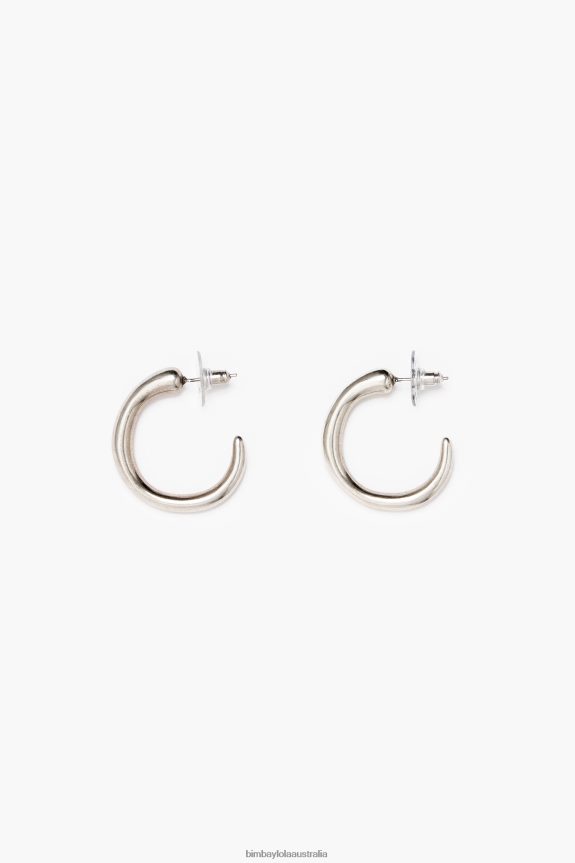 Accessories 4062VZ759 Silver Bimba Y Lola Matte Maxi Hoop Earrings