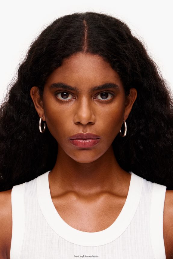 Accessories 4062VZ759 Silver Bimba Y Lola Matte Maxi Hoop Earrings