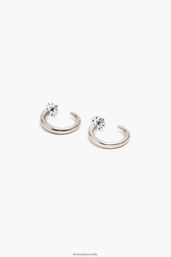 Accessories 4062VZ759 Silver Bimba Y Lola Matte Maxi Hoop Earrings