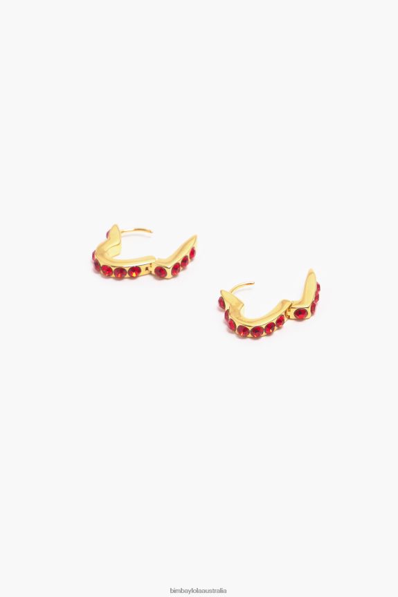 Accessories 4062VZ779 Red Bimba Y Lola Heart Crystals Hoop Earrings