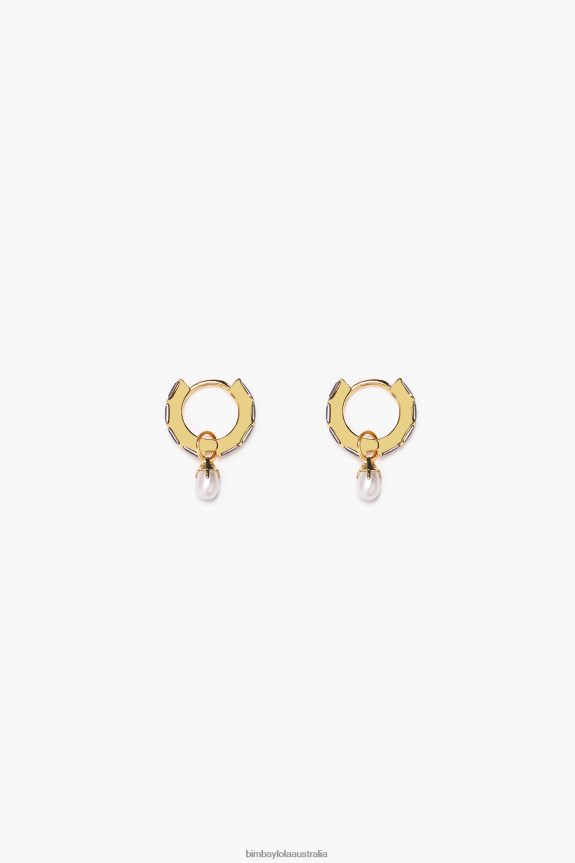 Accessories 4062VZ781 Black Bimba Y Lola Crystal Pearl Hoop Earrings
