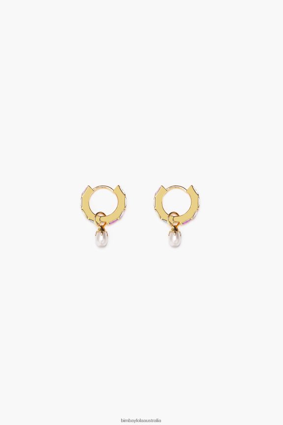 Accessories 4062VZ784 Multicolor Bimba Y Lola Crystal Pearl Hoop Earrings