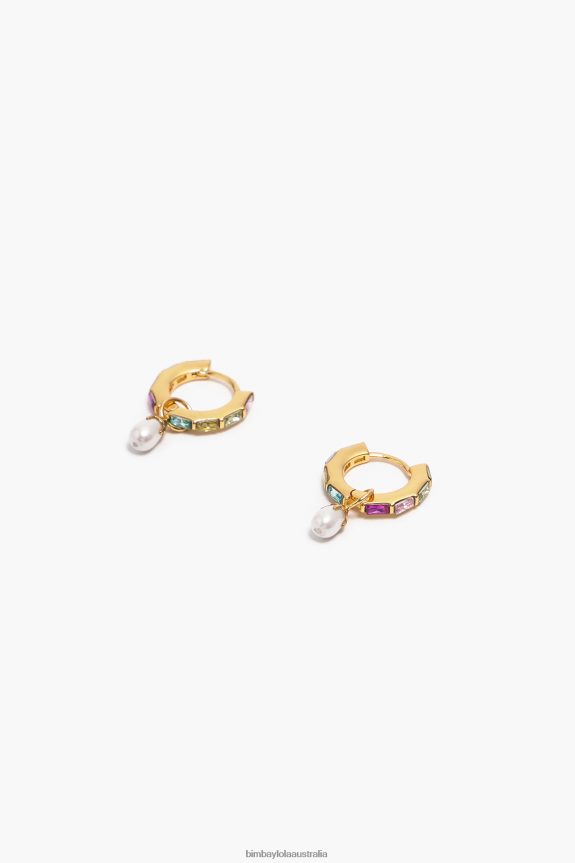 Accessories 4062VZ784 Multicolor Bimba Y Lola Crystal Pearl Hoop Earrings
