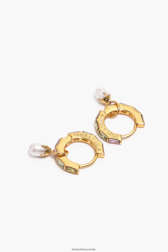 Accessories 4062VZ784 Multicolor Bimba Y Lola Crystal Pearl Hoop Earrings