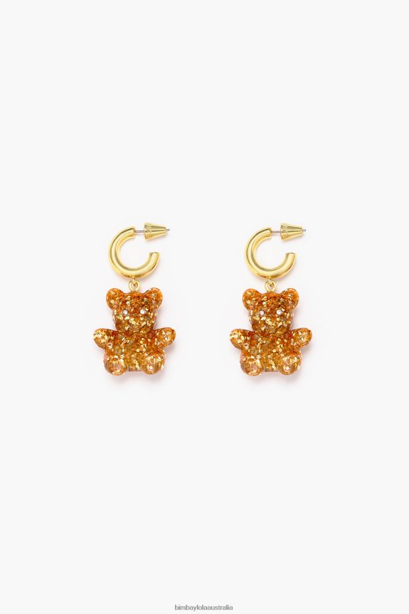 Accessories 4062VZ796 Gold Bimba Y Lola Long Resin Teddy Bear en Earrings