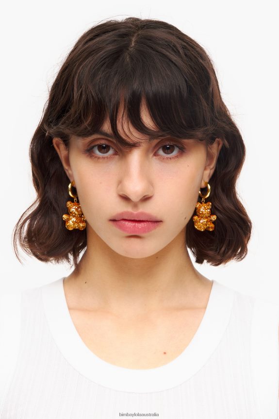 Accessories 4062VZ796 Gold Bimba Y Lola Long Resin Teddy Bear en Earrings