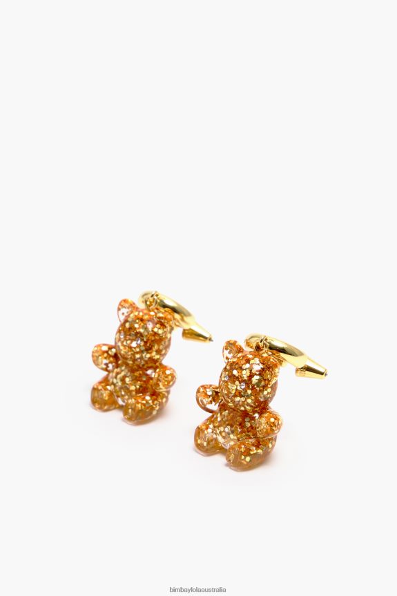 Accessories 4062VZ796 Gold Bimba Y Lola Long Resin Teddy Bear en Earrings