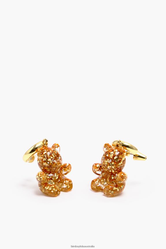 Accessories 4062VZ796 Gold Bimba Y Lola Long Resin Teddy Bear en Earrings