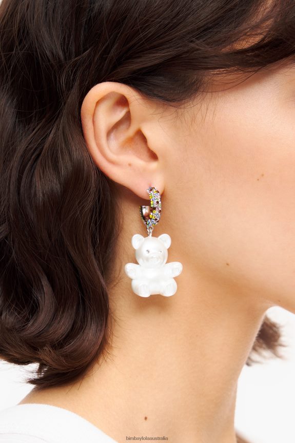Accessories 4062VZ798 Pearl Bimba Y Lola Long Resin Teddy Bear Earrings