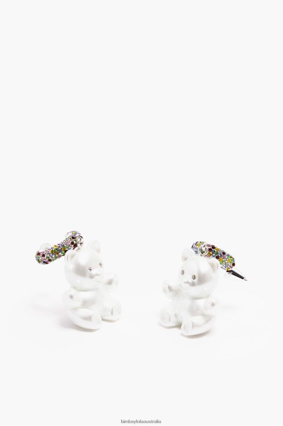 Accessories 4062VZ798 Pearl Bimba Y Lola Long Resin Teddy Bear Earrings