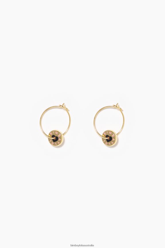 Accessories 4062VZ805 Golden Bimba Y Lola Heart Logo Hoop Earrings