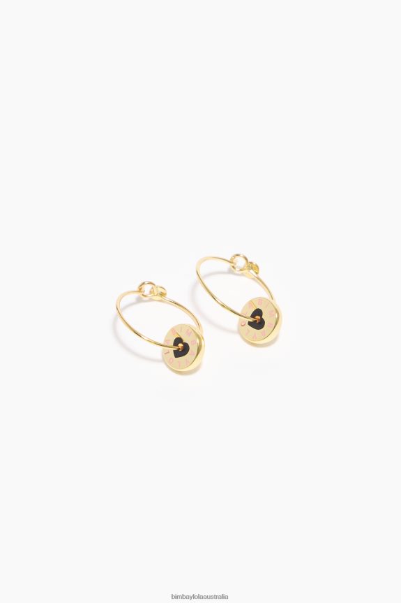 Accessories 4062VZ805 Golden Bimba Y Lola Heart Logo Hoop Earrings