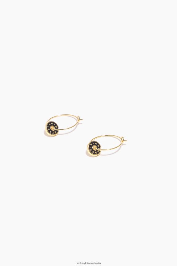 Accessories 4062VZ827 Black Bimba Y Lola Enamel Logo Hoop Earrings