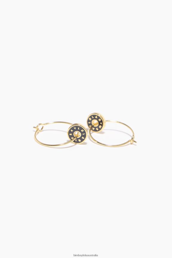 Accessories 4062VZ827 Black Bimba Y Lola Enamel Logo Hoop Earrings