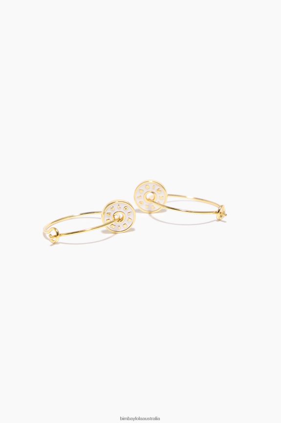 Accessories 4062VZ828 White Bimba Y Lola Enamel Logo Hoop Earrings