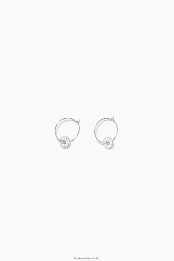 Accessories 4062VZ830 White Bimba Y Lola Enamel Logo Hoop Earrings