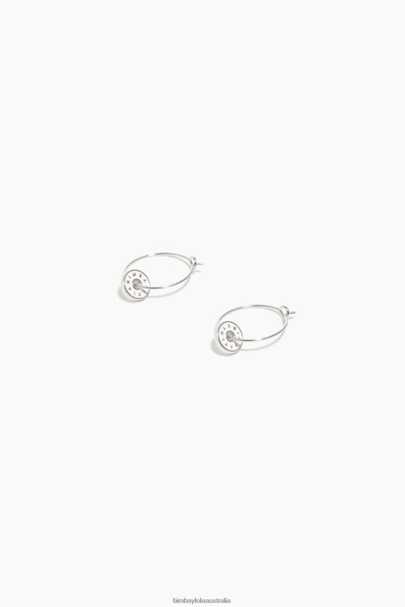 Accessories 4062VZ830 White Bimba Y Lola Enamel Logo Hoop Earrings