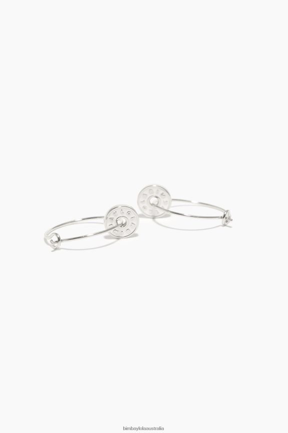 Accessories 4062VZ830 White Bimba Y Lola Enamel Logo Hoop Earrings