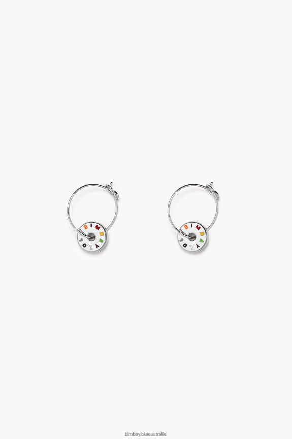 Accessories 4062VZ833 Silver And Multicolor Bimba Y Lola Small Logo Hoop Earrings