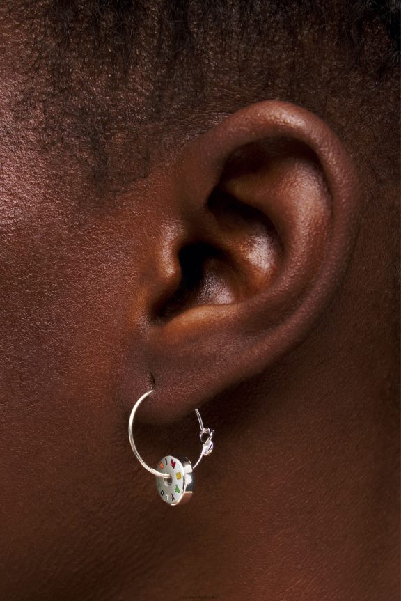 Accessories 4062VZ833 Silver And Multicolor Bimba Y Lola Small Logo Hoop Earrings