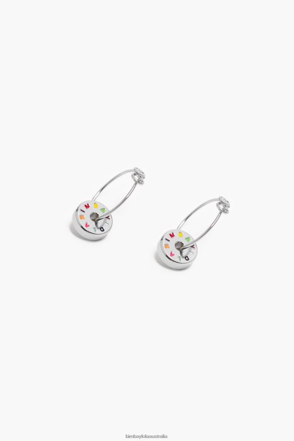 Accessories 4062VZ833 Silver And Multicolor Bimba Y Lola Small Logo Hoop Earrings