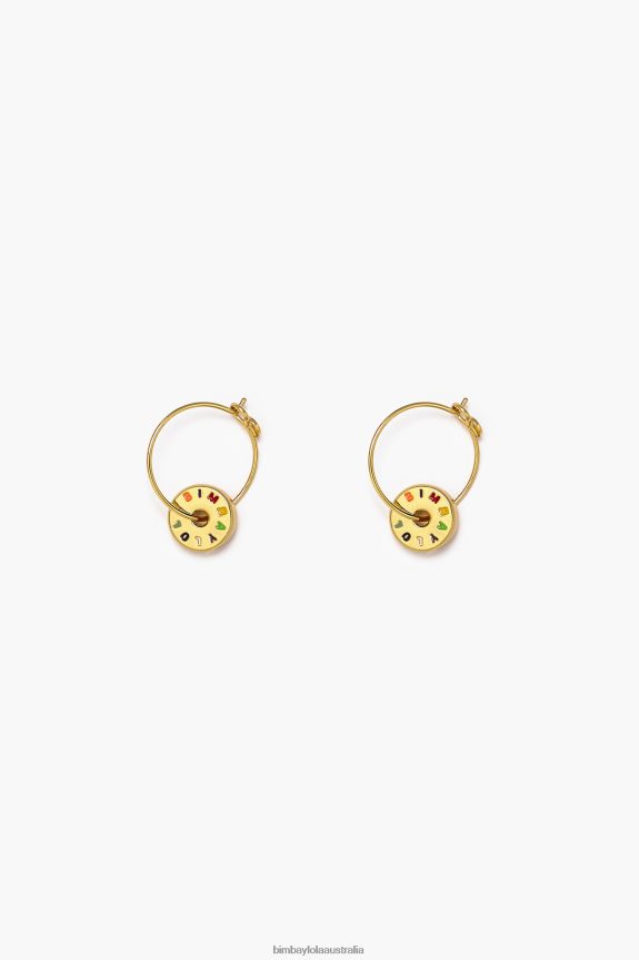 Accessories 4062VZ834 Golden And Multicolor Bimba Y Lola Small Logo Hoop Earrings