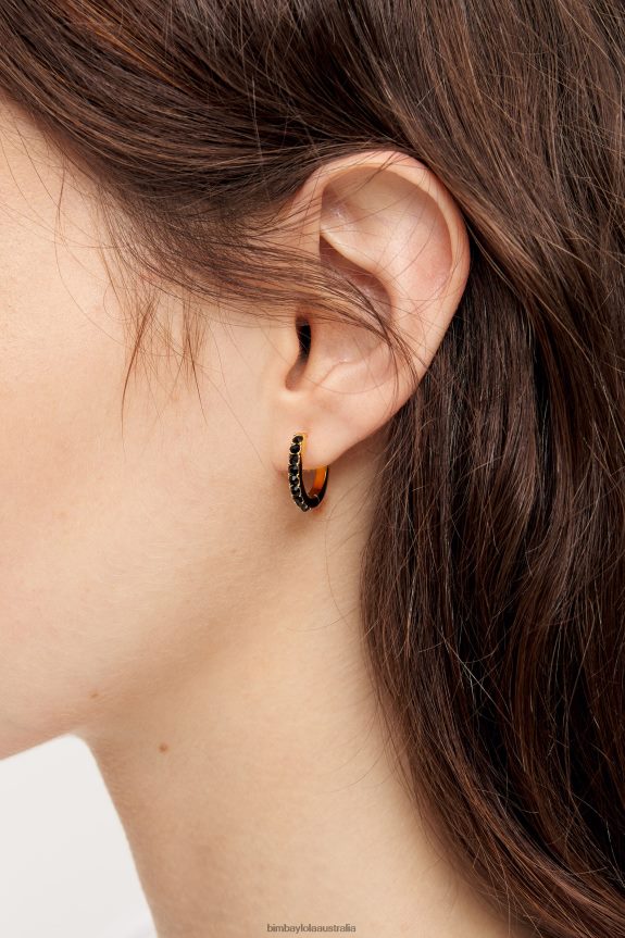 Accessories 4062VZ851 Black Bimba Y Lola Crystal Midi Hoop Earrings