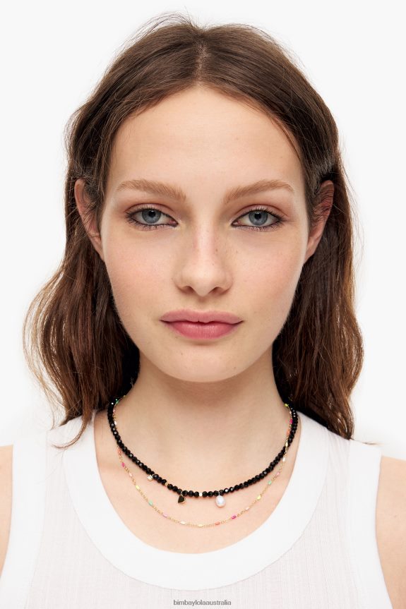 Accessories 4062VZ689 Golden Bimba Y Lola Chain Faceted Crystal Necklace