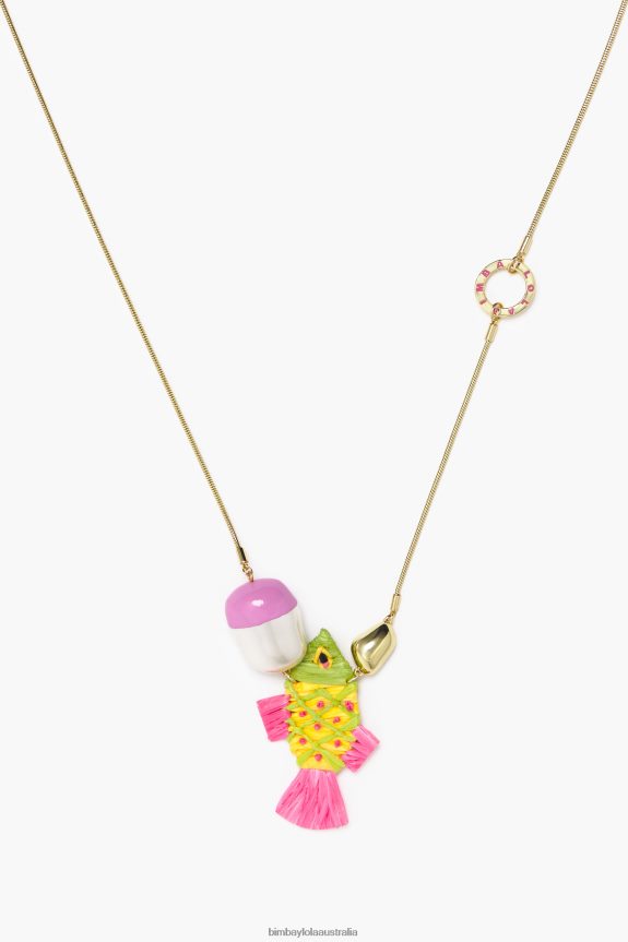 Accessories 4062VZ700 Pink Bimba Y Lola Multicolor Raffia Necklace